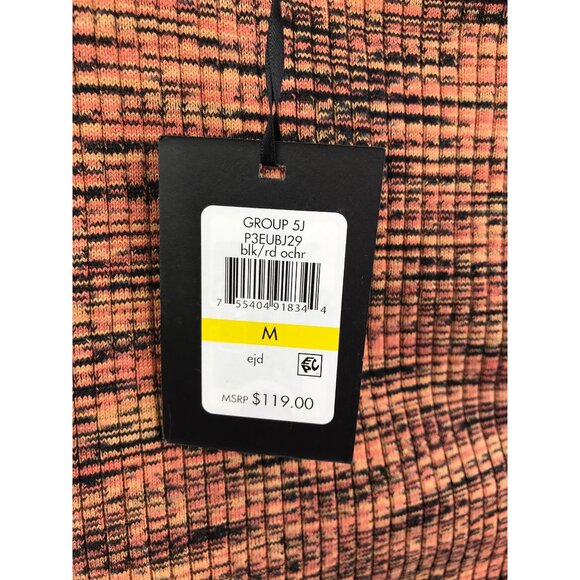 DKNY Donna Karen Stretch Halter Space Dye Knit Dress Orange Black Medium NEW - Picture 6 of 8